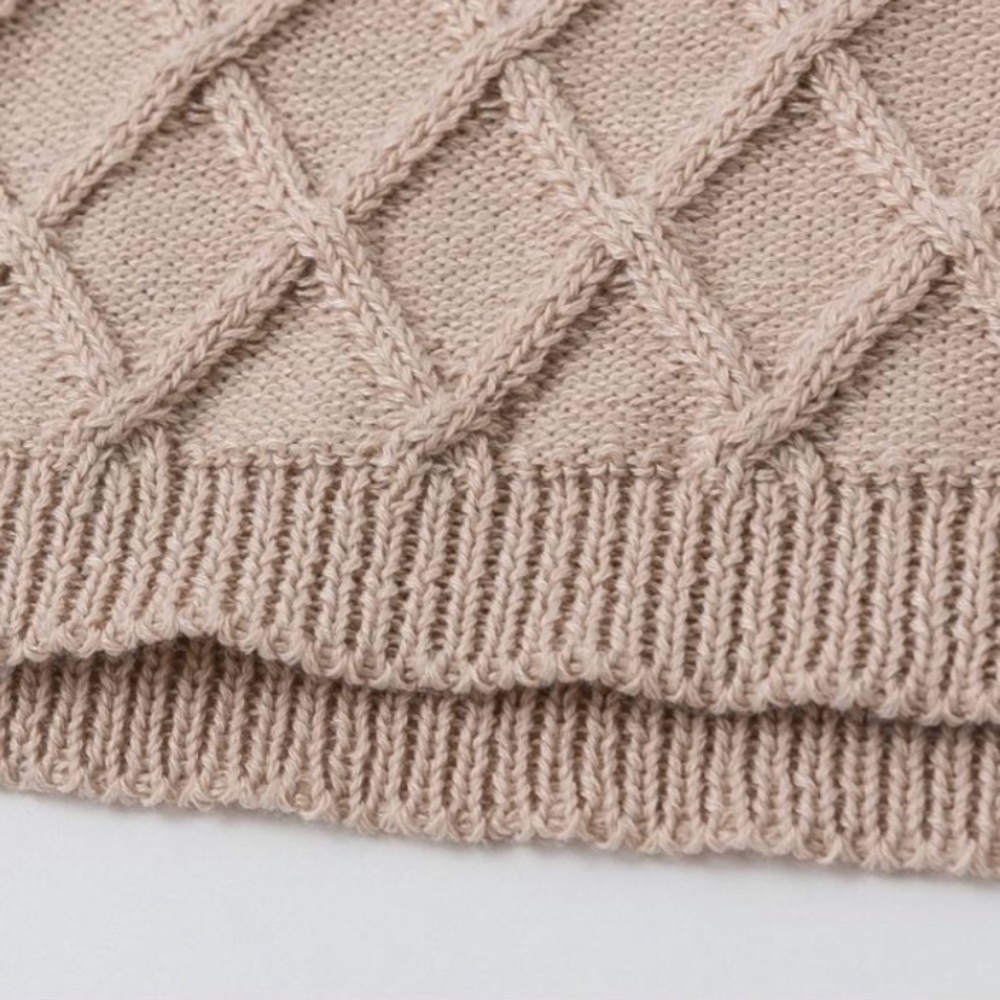 CLEARANCE Beige Lantern Sleeve Turtleneck Knit Sweater Dress - Picture 5 of 6
